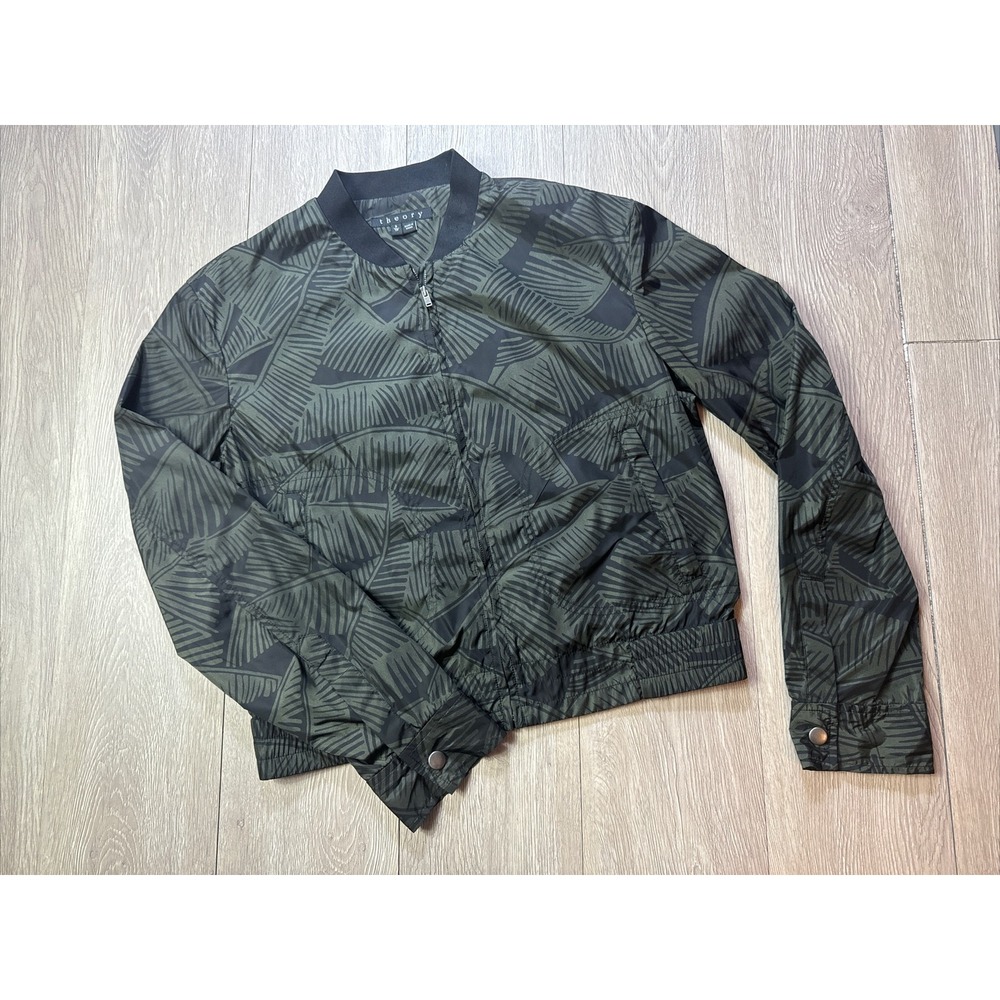 THEORY Windbreaker Jacket Women's P Petite‎ Floral Design Lightweight Crop Short
